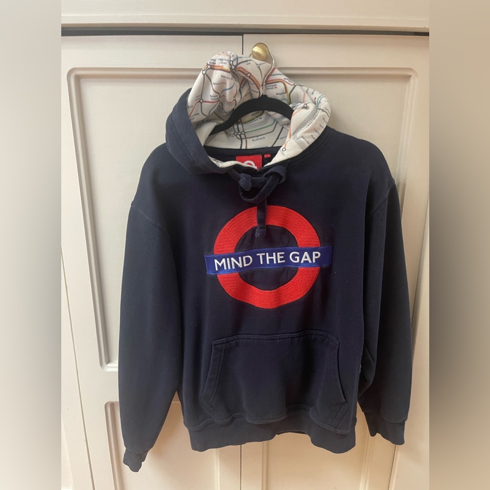 Mind the gap, British, from London hooded sweatshirt
